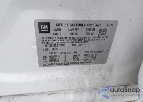 2018 Chevrolet Trax Ls from USA, damaged, VIN KL7CJNSB0JB714543